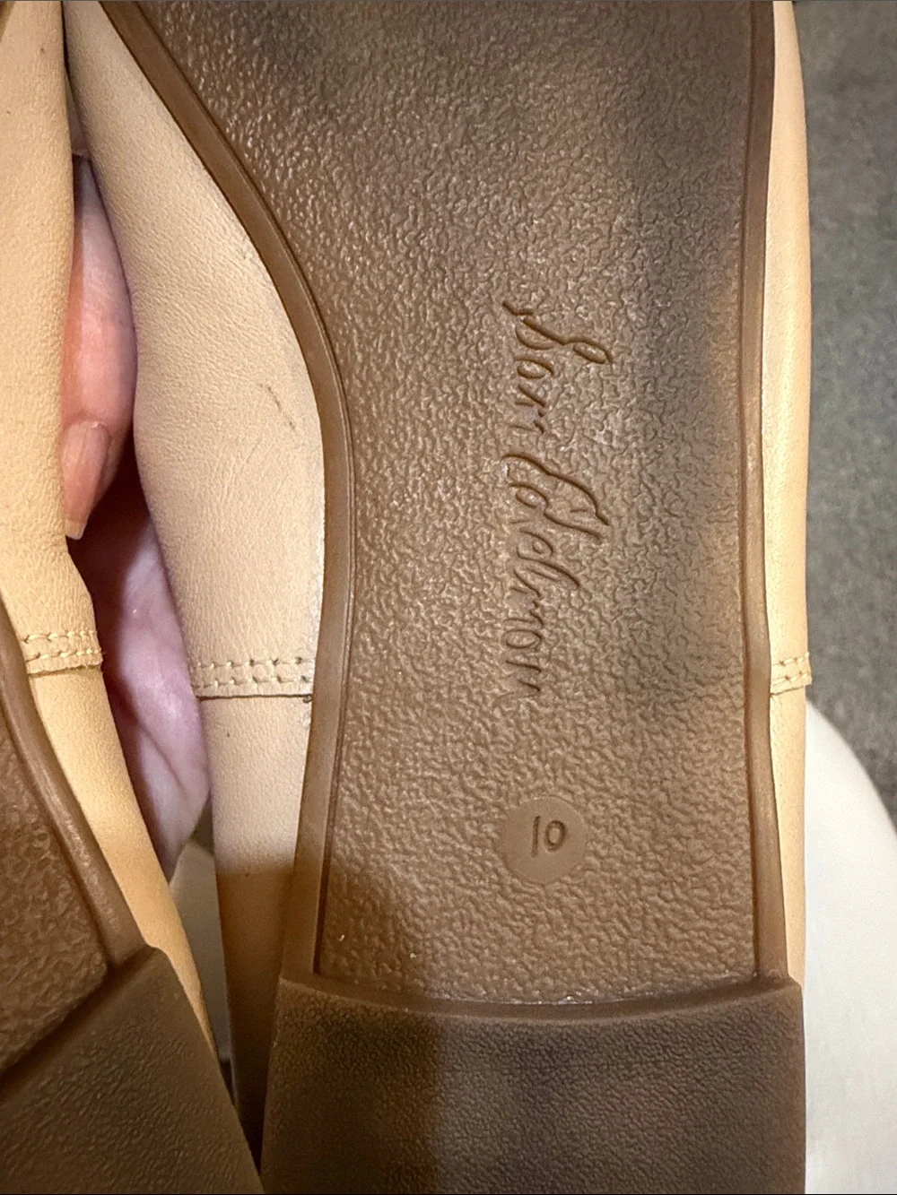 Sam Edelman Beige Leather Ballet Flats with Bow